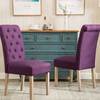 2 chaises en bois massif mauve, 2 pièces, style contemporain