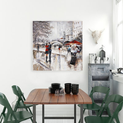Art sur toile, «Young Couple Huggers in the Street»
