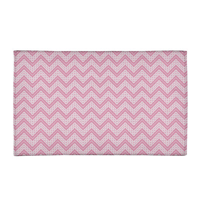 Tapis de zone rose/rose à chevrons à la main