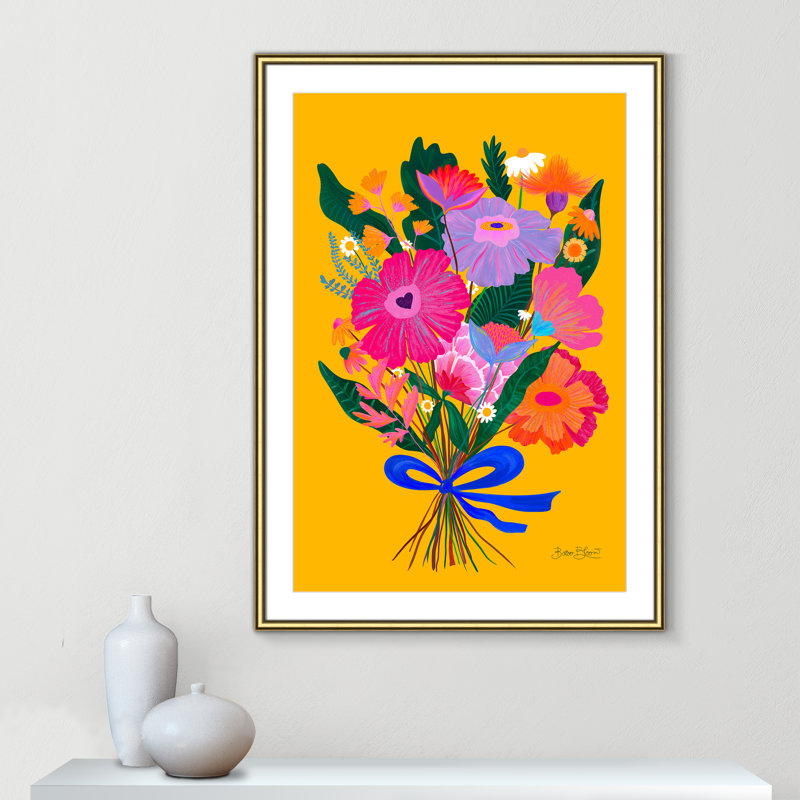Imprimé éclectique de fleurs par Bloom, L 30,75 po x H 42,75 po, Imprimé mat, Gold Classic
