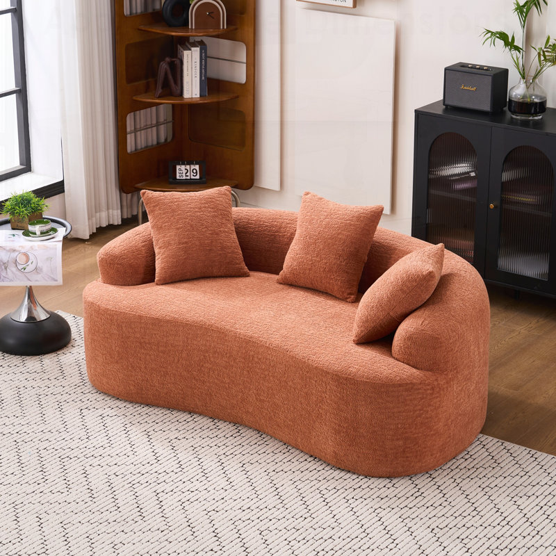 Causeuse courbée avec revêtement en chenille, coussins en éponge 30D et aucun assemblage requis, parfaite pour les espaces compacts