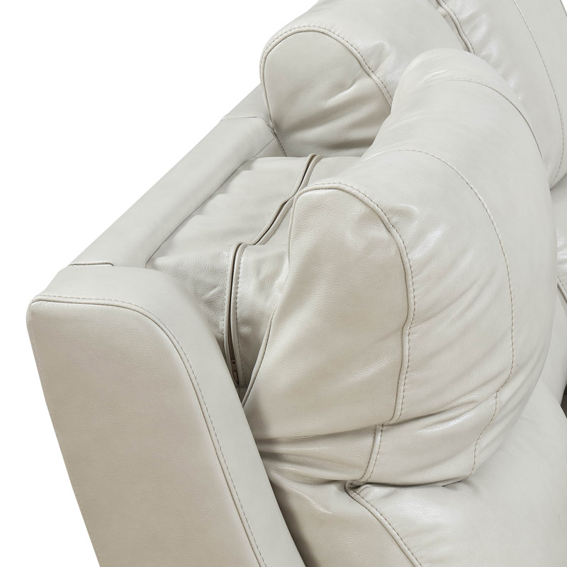 Kittitas 86'' Upholstered Power Reclining Sofa, Ivory Leather Match