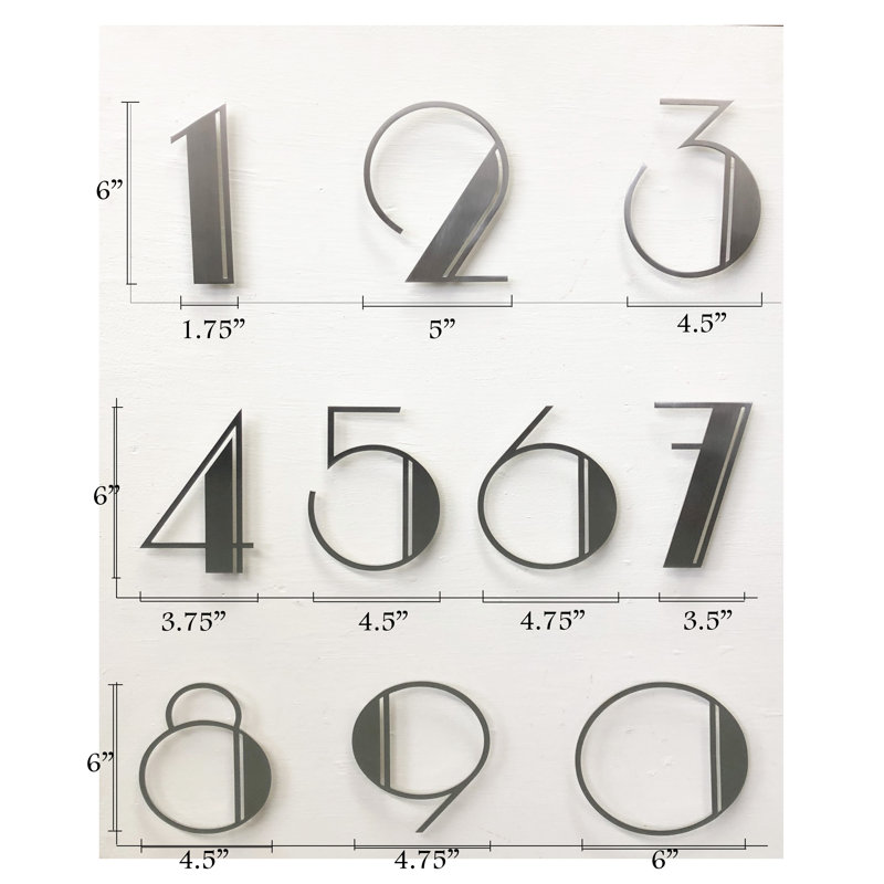 6'' H Reflective Stainless Steel House Number, 4