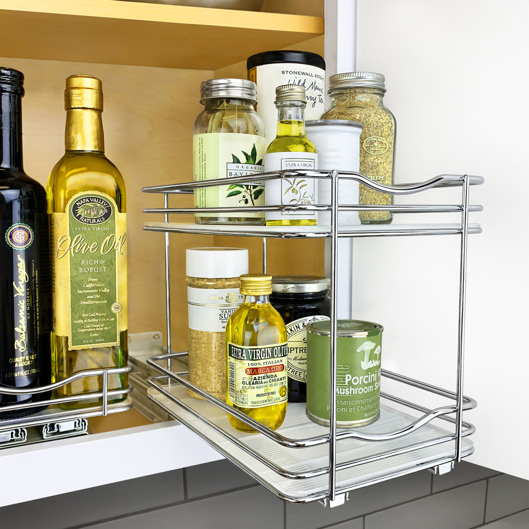 LYNK PROFESSIONAL Pull Out Spice Rack Organizer for Cabinet - 2 Tier, Chrome LYNK PROFESSIONAL