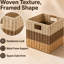 Paquet de 4 paniers de rangement en osier avec 3 motifs, bacs de rangement en rotin tissé avec poignées, paniers à cubes pour tablettes