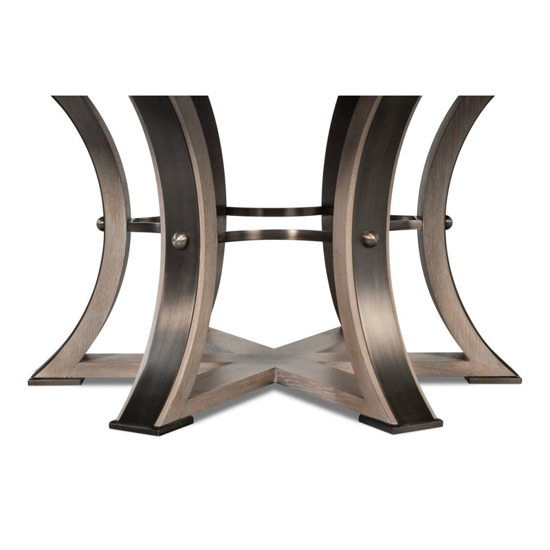 Tower Round Solid Oak Dining Table, Moonskin/Hammered