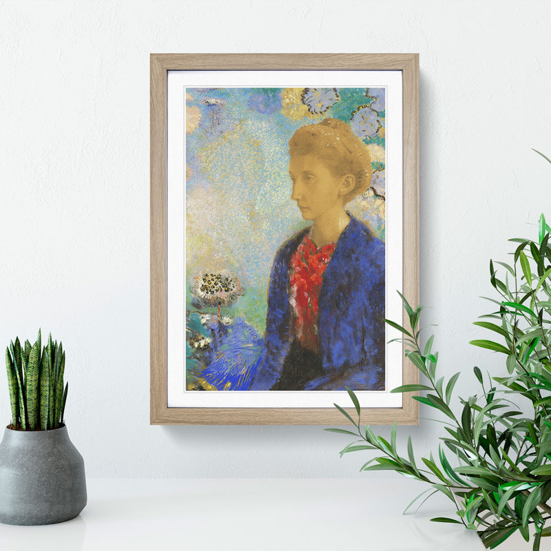 Baronne de Domecy by Odilon Redon - Picture Frame Painting, 90cm H x 65cm W x 2cm D, Oak