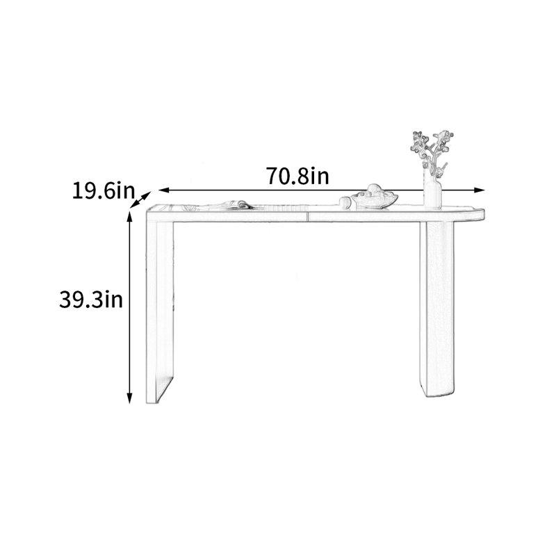 Table de bar en cuir italien, H 39,3 po x L 70,8 po x l 19,6 po