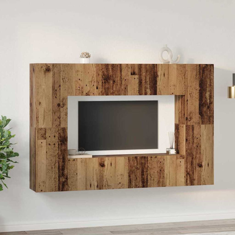 TV Cabinet Set 8 Pcs 60 X 30 X 30 Cm Engineered Wood, Old Wood
