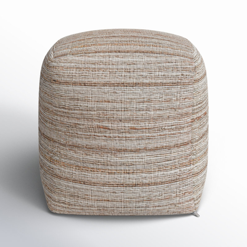 Upholstered Pouf, Light Tan