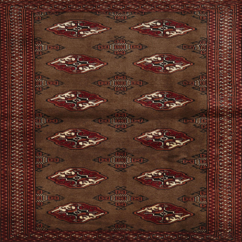 Tapis brun à motif oriental, Carré 6 pi