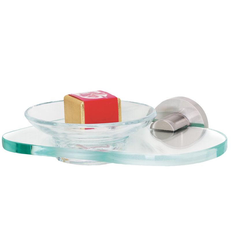 Satin Brass and Glass Contemporary Soap Dish