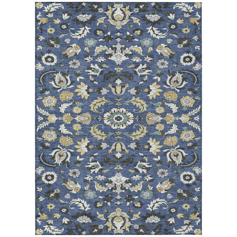 Machine Washable Indoor/Outdoor Chantille ACN2473 Global Rug, Navy, 2'6" x 3'10"