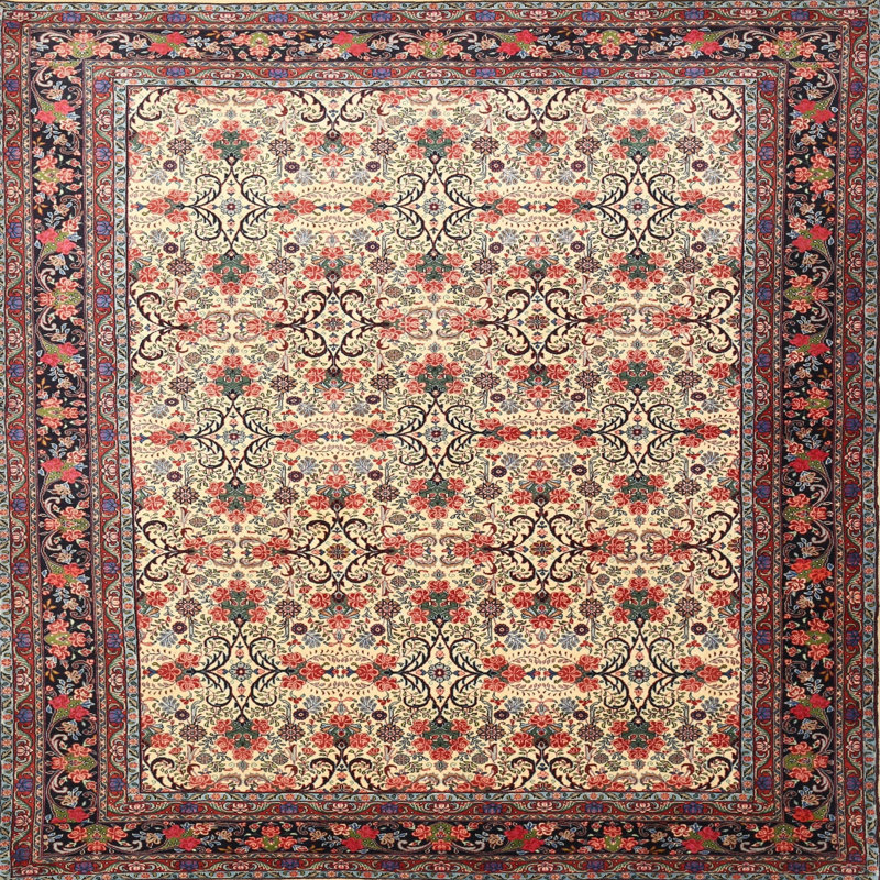 Mauve oriental/beige Dostal Tapis décoratif, Carré 7 pi