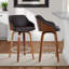 Aiken Mid-century Modern Swivel Counter or Bar Height Bar Stool in Faux Leather and Wood-540761437-646212501-646212500