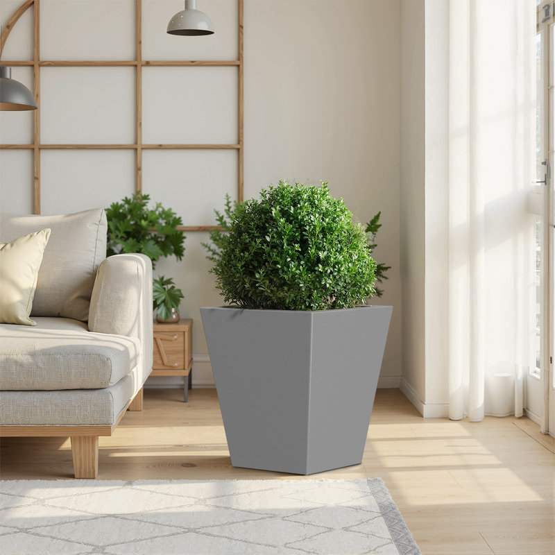 Outdoor/Indoor Metal Pot Planter Planter Box Raised Garden Bed Cachepots Nursery Pots for Front Porch Patio, Gray, 1