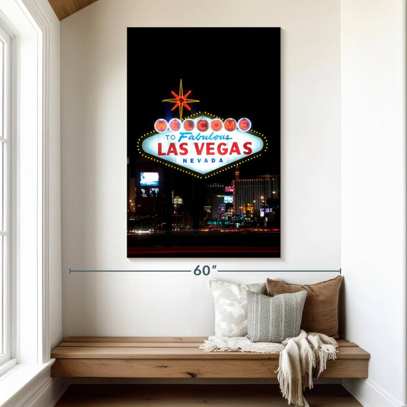 Panneau Aime Las Vegas la nuit, H 51 po x l 34 po