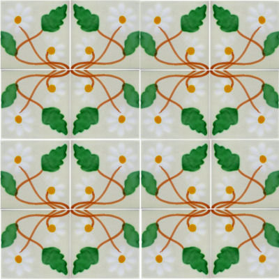 Carreaux mexicains 4,2 "x 4,2" 9 pièces TalaMex Amaryllis Talavera