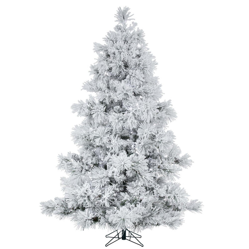 Vickerman Flocked Alberta Artificial Christmas Tre Lighted Artificial Spruce Christmas Tree, 15' H
