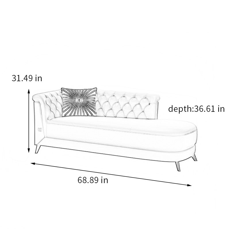 Chaise longue rembourrée Modern Casual, Similicuir brun foncé, Chaise longue à accoudoir gauche