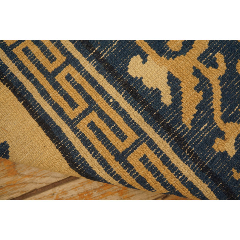 Ivory and Blue Antique Floral Medallion Chinese Carpet