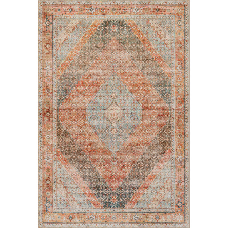 Junali Medallion Washable Area Rug, Rectangle 8' x 10'