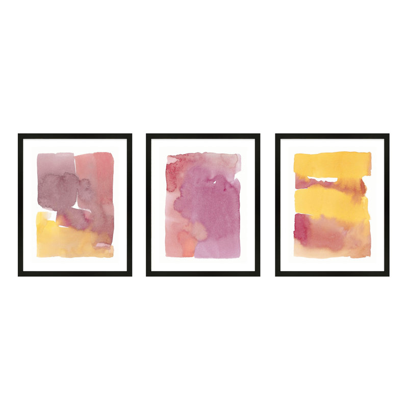 Color Splash 5-7 Set Of 3 Print by Jacques Pilon, 30" H x 24" W, Black Wood