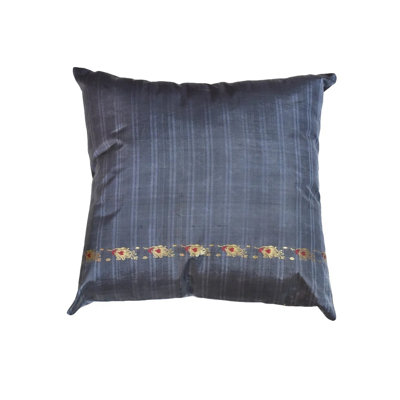 Handmade 16''x16'' Decorative Solid Silk Black Cushion Cover Indoor, Pack of 1