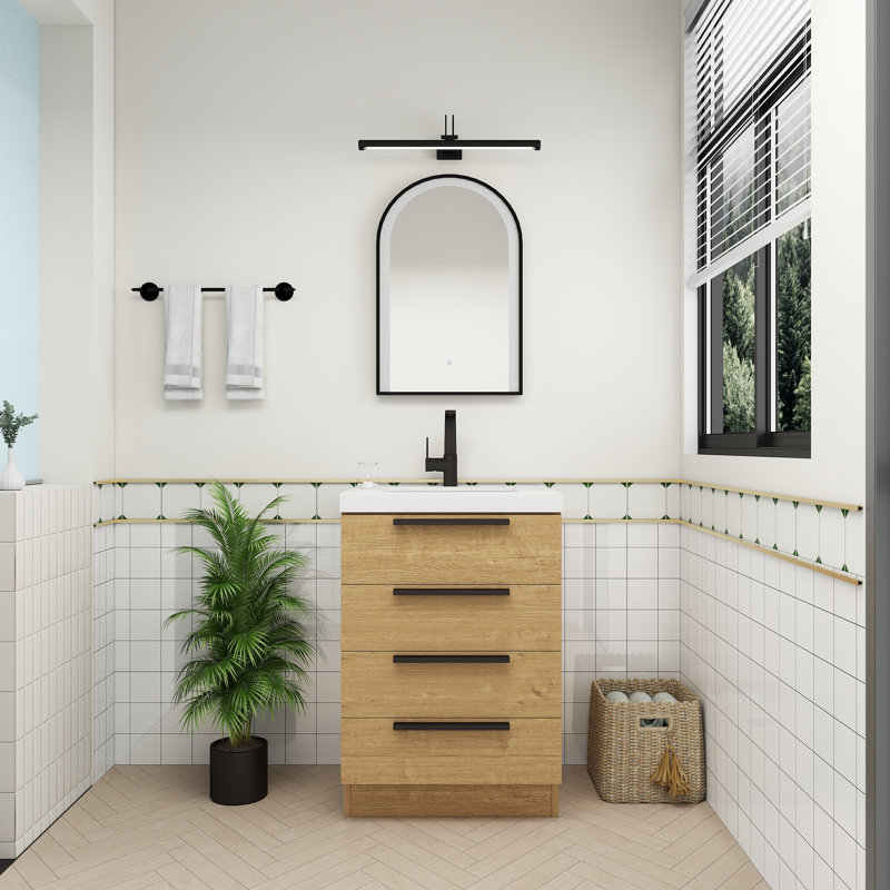 Meuble-lavabo autoportant Carla, 24", Chêne naturel