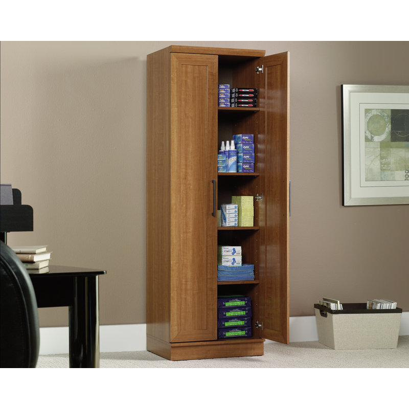 Sienna Oak Tall Engineered Wood Storage Cabinet