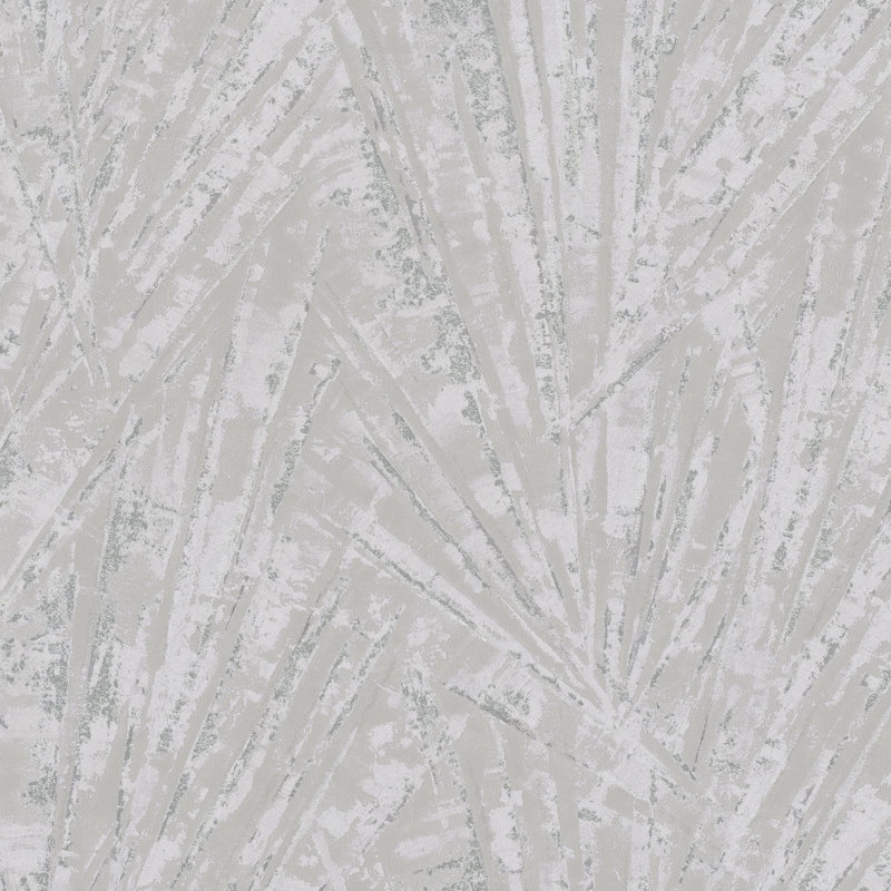 Air Collection Fan Palm Textured Wallpaper Roll, Silver