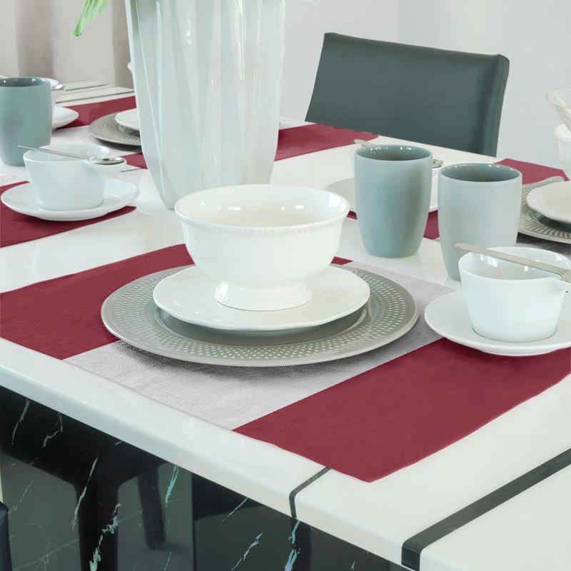 Washington Pullman Striped Rectangle Placemat, Red, Poly Twill
