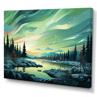 Northern Lights Scenery Minimalisme - impressions sur toile Northern Lights