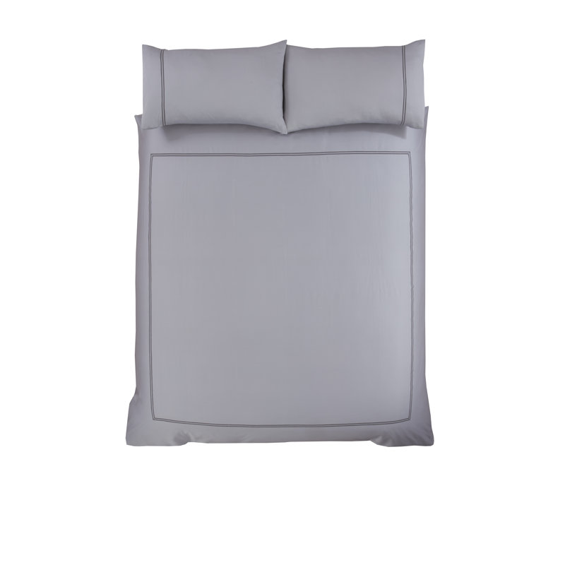 Madiun Cotton No Pattern Duvet Cover Set with Pillowcases Included, Double - 2 Standard Pillowcases, Grey/Charcoal