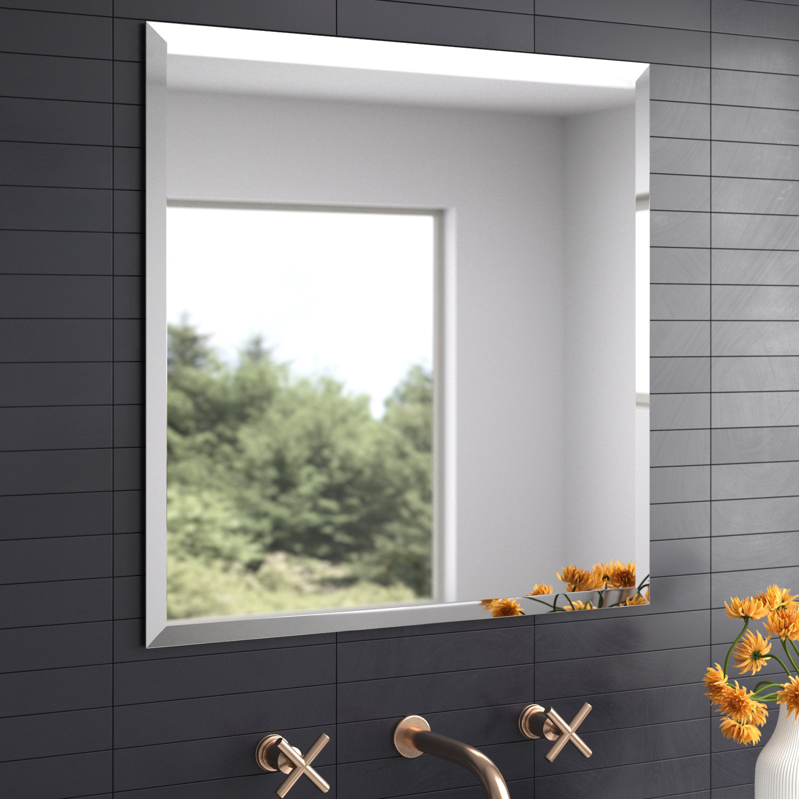 Ebern Designs Petta Modern and Contemporary Beveled Frameless Vanity