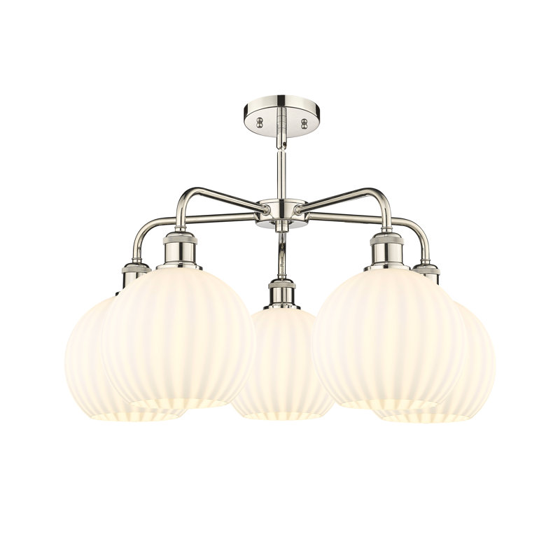 Lustre sphérique à intensité variable 5 lumières Bellalynn, H 15,5 po x l 26 po x P 26 po, Nickel poli