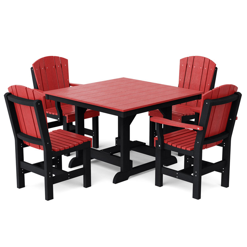 Heritage 5-Piece 44" x 44" Dining Set, Cardinal Red/Black