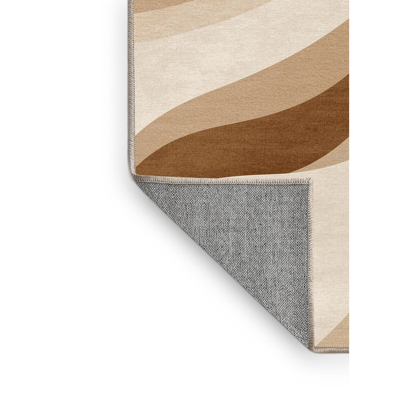 Tapis ombré contemporain Wynsum lavable à la machine en brun - reliure beige, 3 x 5