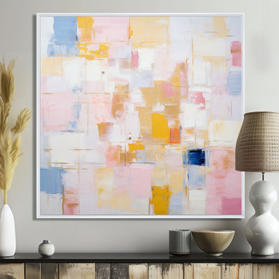 Timeless Moments In Pastel Pink Yellow And Blue - Abstract Painting Wall Decor