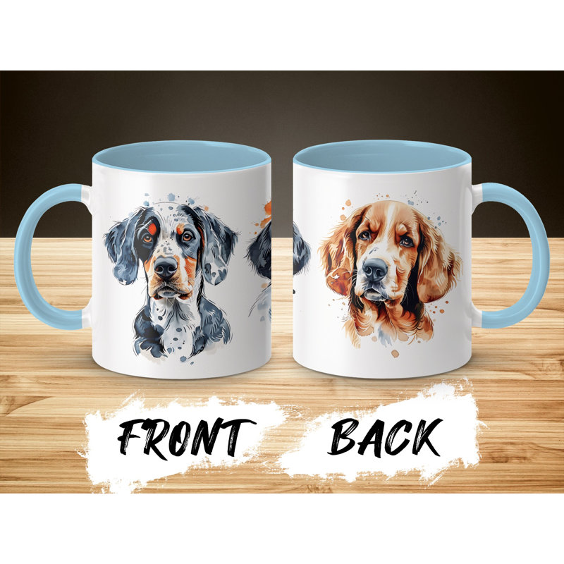 Watercolor Beagle Dogs Design 11oz Coffee Mug, Light Blue, 3