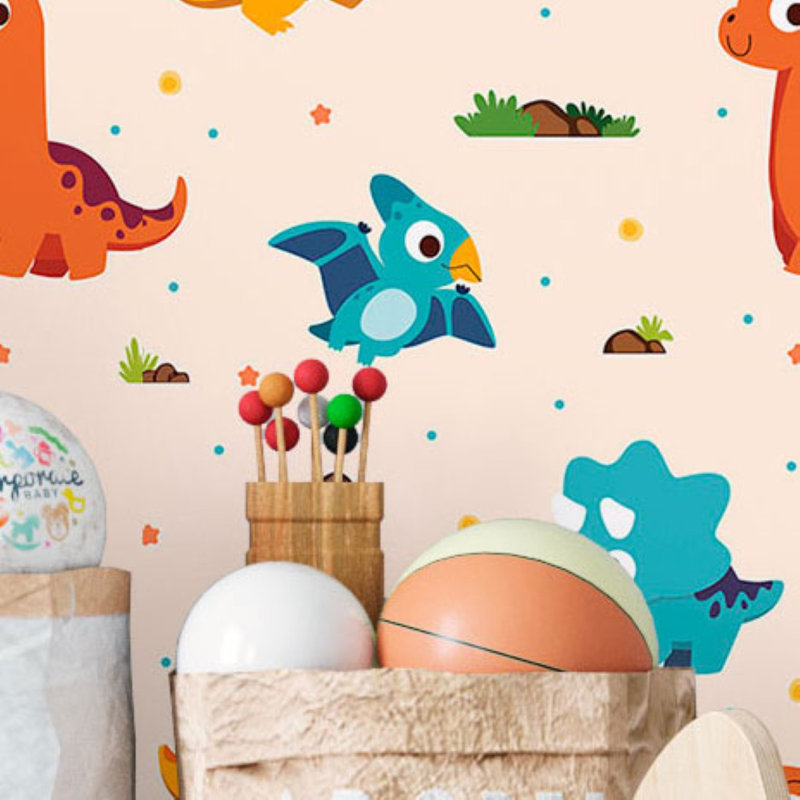 Rouleau de papier peint adhésif 8,5 pi x 24 po Rast Little Dinosaurs
