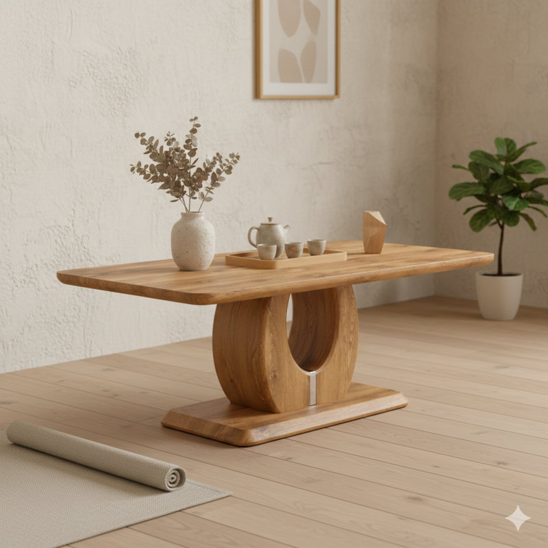 Table basse moderne et simple de luxe moderne dans un ton de bois, pouvant également servir de bureau d'ordinateur ou de table de jeu, convient pour la salle à manger, le salon, la terrasse, la cuisine, dimensions 47 po x 25,6 po x 18 po
