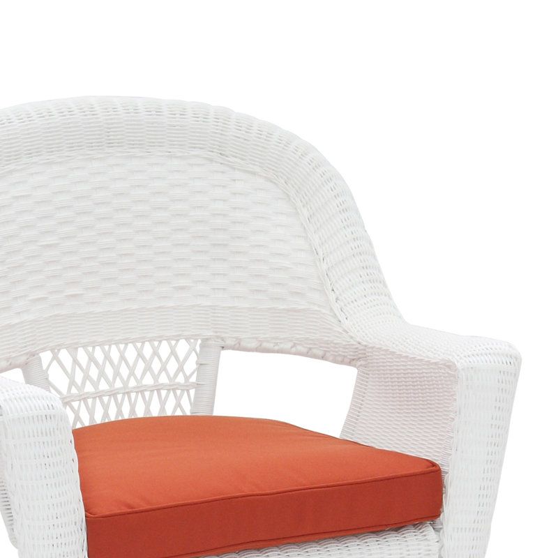 Chaise de patio avec coussins, Blanc, Rouge brique