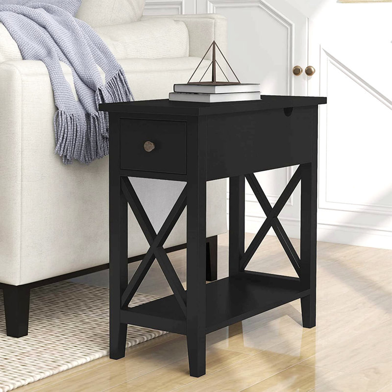 Table de bout à 2 tiroirs, table de bout étroite avec tiroir et petite table de chevet d'appoint pour les petits espaces