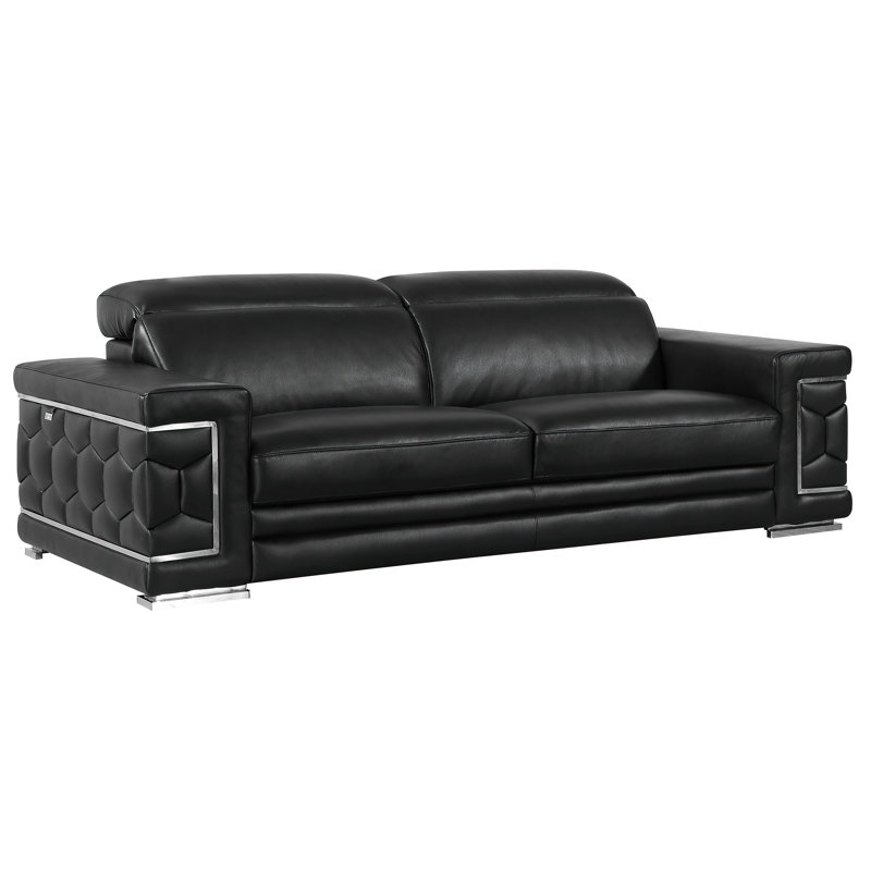 Ensemble de salon en cuir véritable Holmfinth, Cuir véritable noir