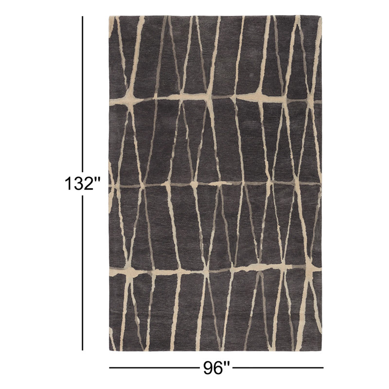 Turin Hand-Tufted Gray/Cream Area Rug, Rectangle 8' x 11'