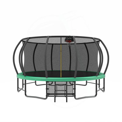 15FT Trampoline with Basketball Hoop - Recreational Trampolines with Ladder ,Shoe Bag and Galvanized Anti-Rust Coating