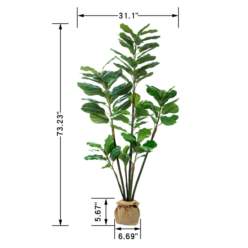 Figuier artificiel en pot, H 73,23 po x l 31,1 po x P 20,47 po