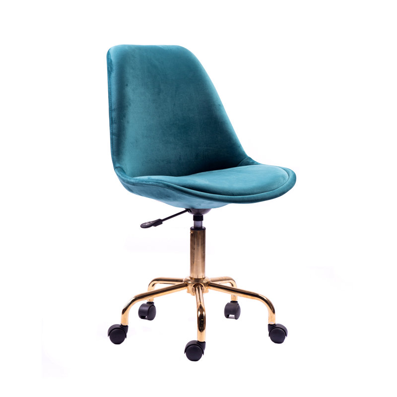 Blue Elephant Velvet Task Chair, Turquoise
