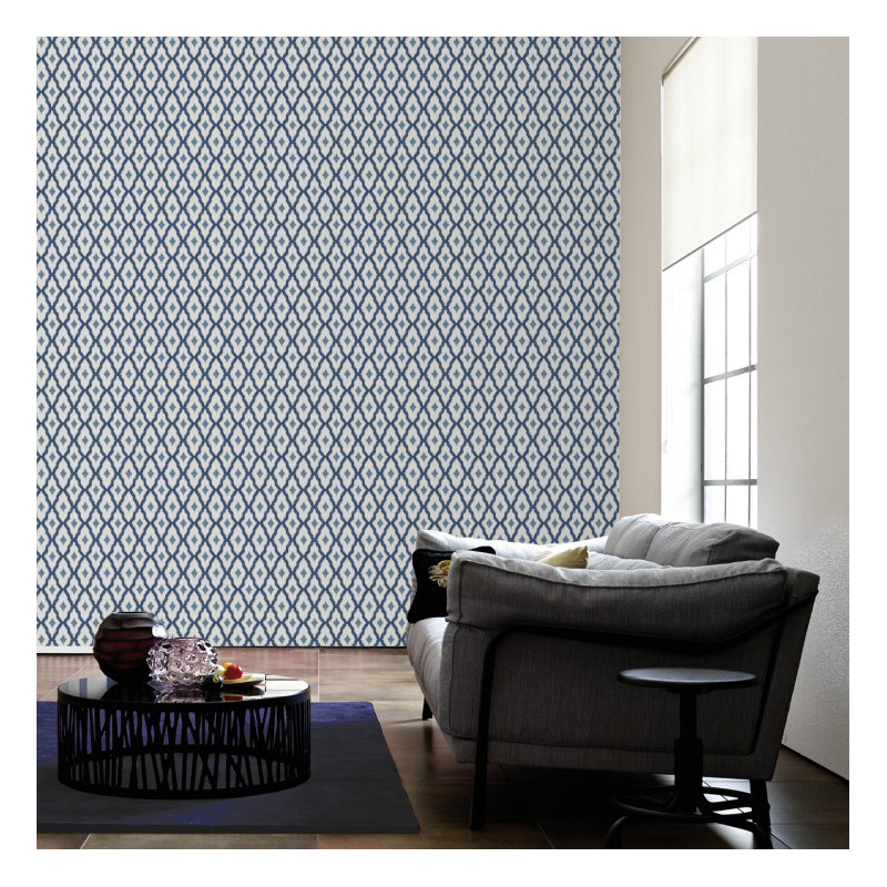 Tessuto 10.05m x 53cm Wallpaper, Blue, white and light blue
